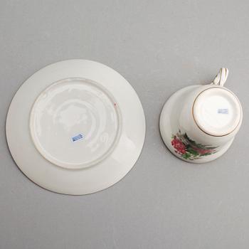 KAFFEKOPPAR MED FAT, 6 delar, porslin, Royal Copenhagen, 1800-tal.