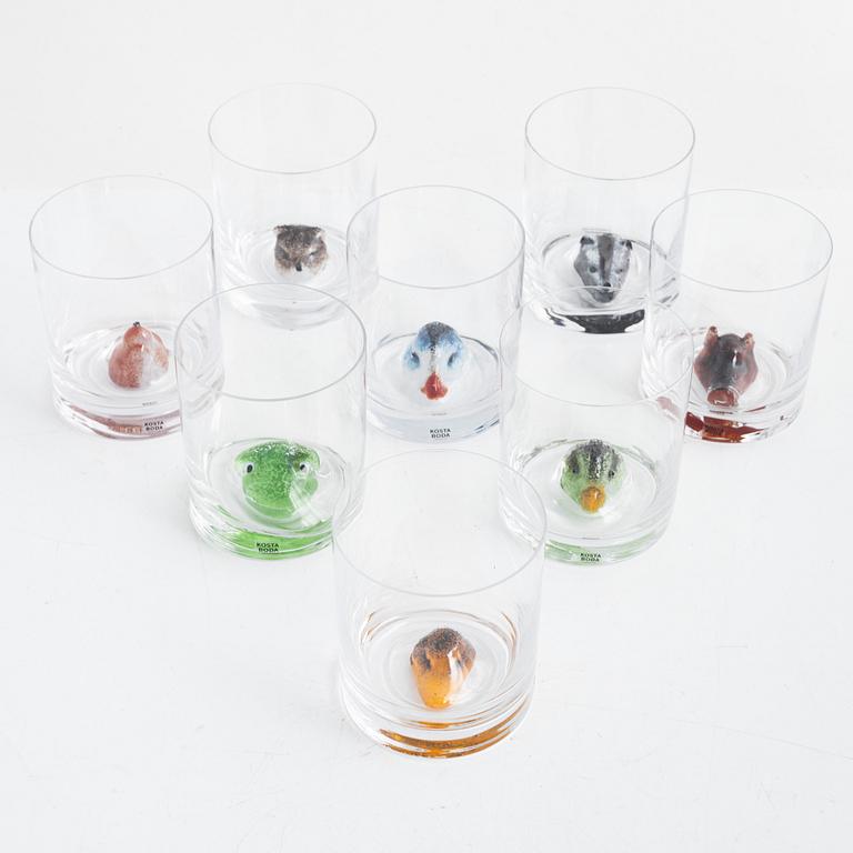 Ernst Billgren, glas, 8 st, New Friends, Kosta Boda.