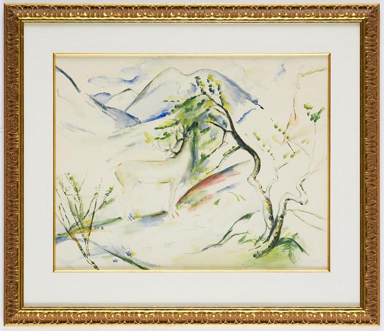 Leander Engström, Reindeer in mountain landscape.