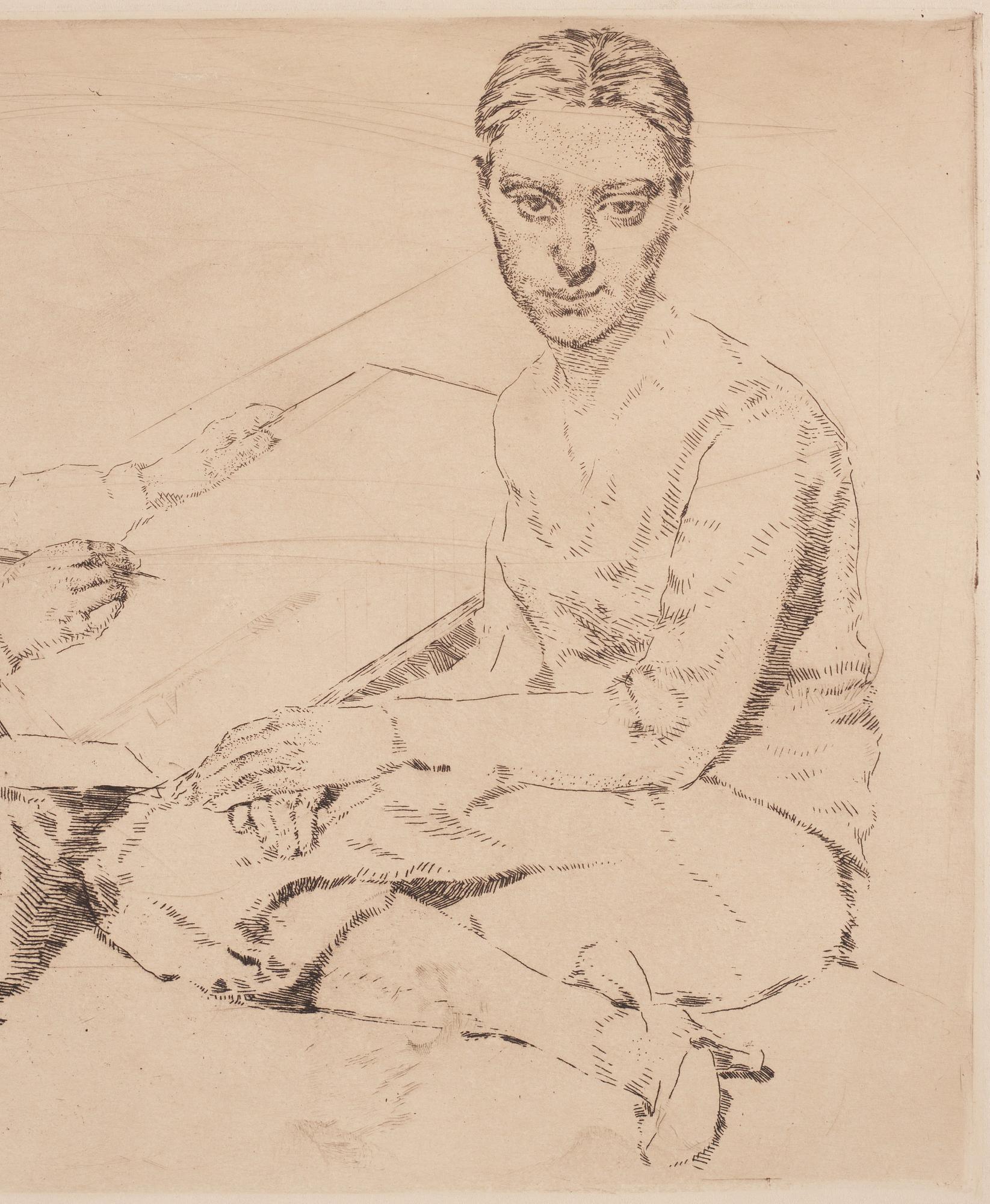 Lotte Laserstein, "Die Malerin und Traute Rose zeichnend".