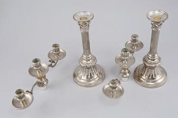 KANDELABRAR, ett par, nysilver, "Väsby", IKEAs 1700-tals-serie, 1900-talets slut.