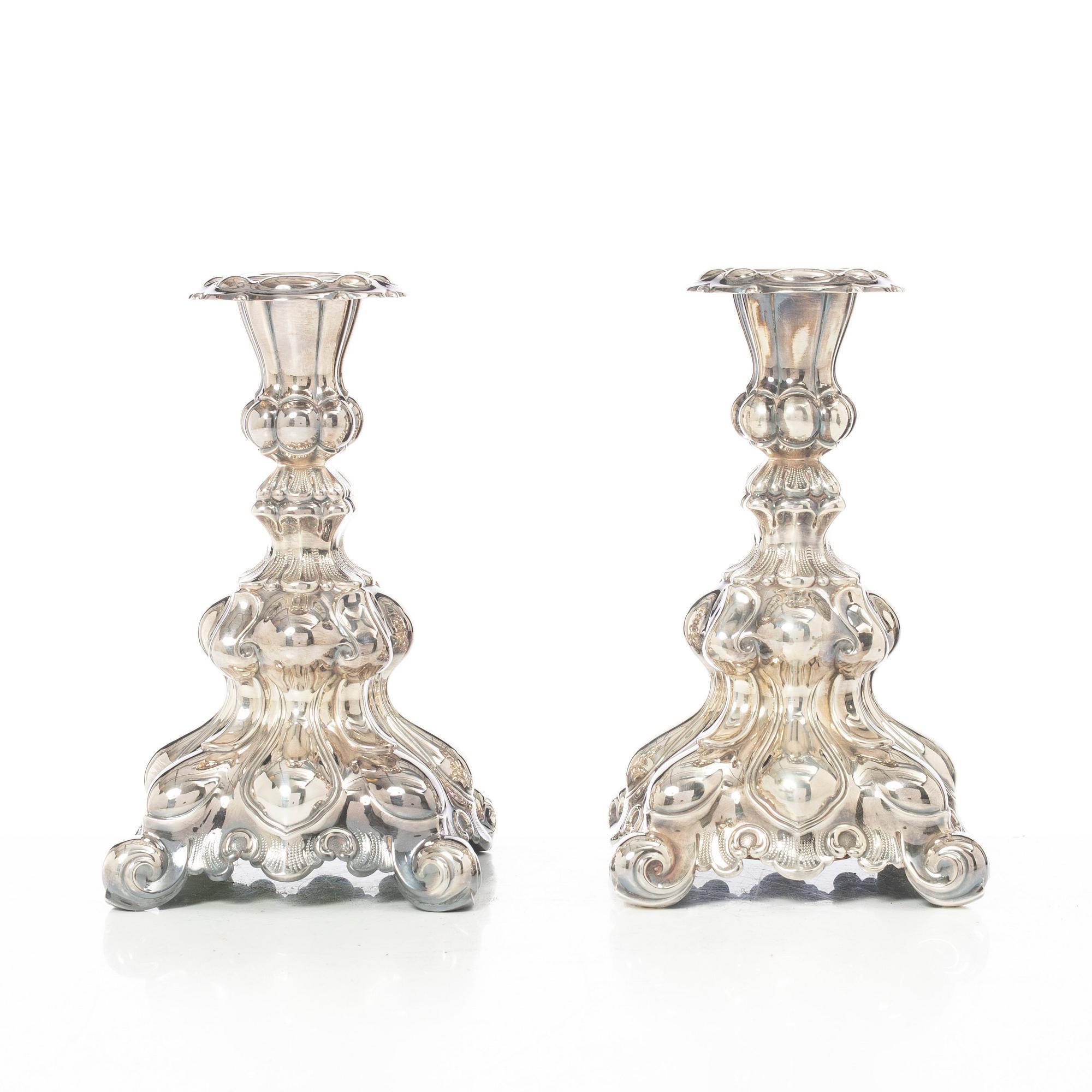 A pair of Norwegian silver candlesticks, mark of Th Marthinsen, Tönsberg,  mid-20th century.