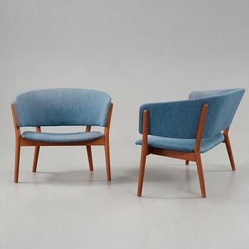 Nanna & Jørgen Ditzel, an upholstered teak settee and lounge chair, Søren Willadsen, Denmark 1950's.