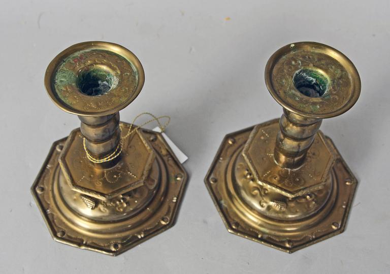 LJUSSTAKAR, ett par, mässing, barockstil, 1800-tal.