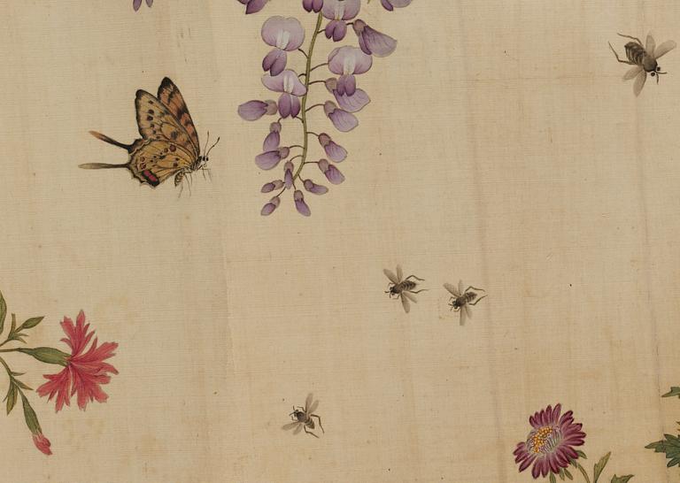 HANDSCROLL, akvarell på siden och papper. Sannolikt 1900-talets början.