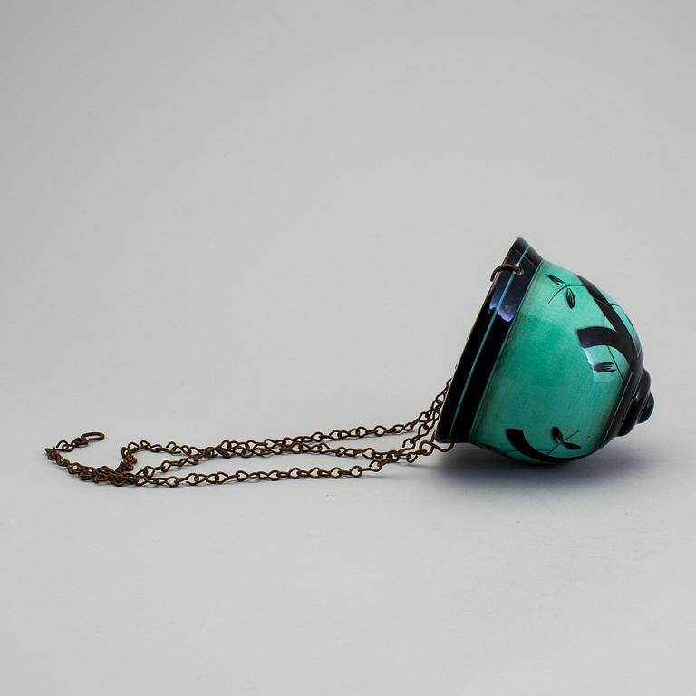 ILSE CLAESSON, "Serie V", ampel i flintgods, Rörstrand 1930-tal.