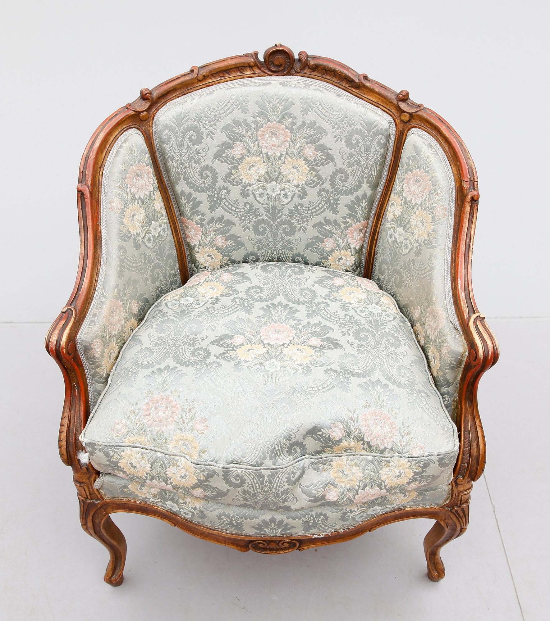 FÅTÖLJ, rokokostil, 1900-talets mitt.