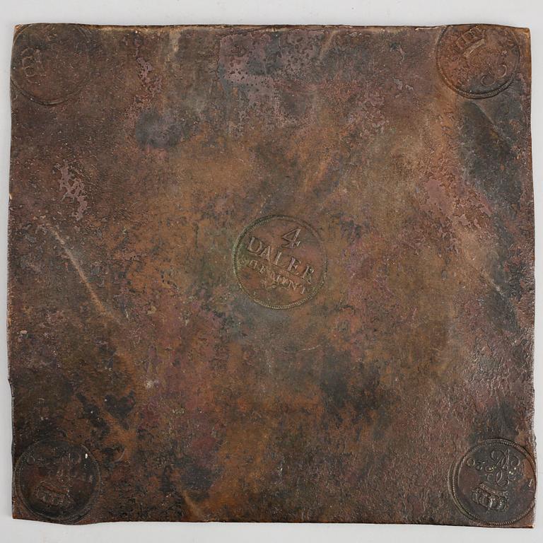 PLÅTMYNT, koppar, 4 Daler Silfermynt, Ulrika Eleonora, Sverige 1720.