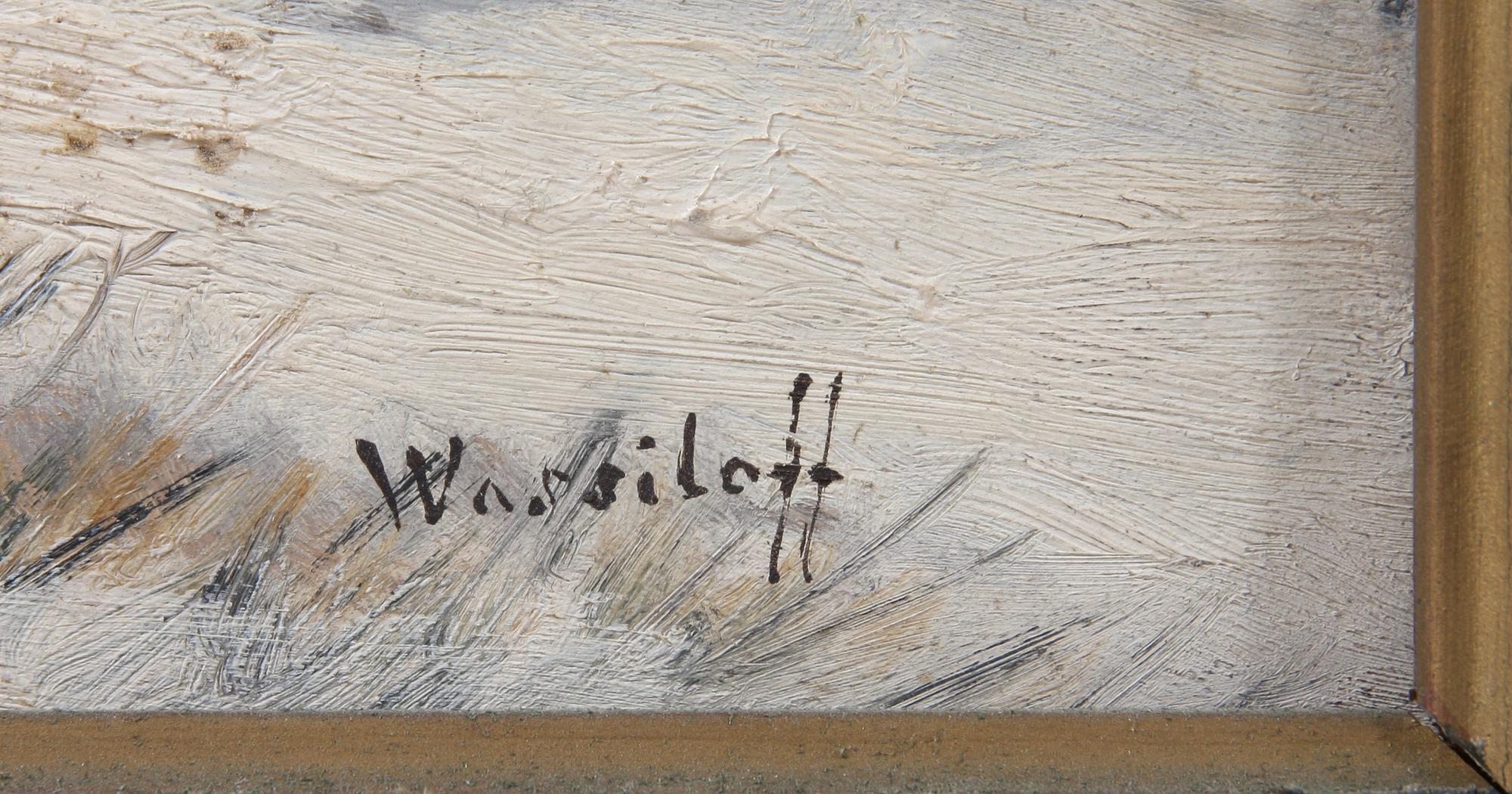 OKÄND KONSTNÄR, olja på pannå, 2 st, sign Wassiloff. Ryssland, 1900-talets senare hälft.