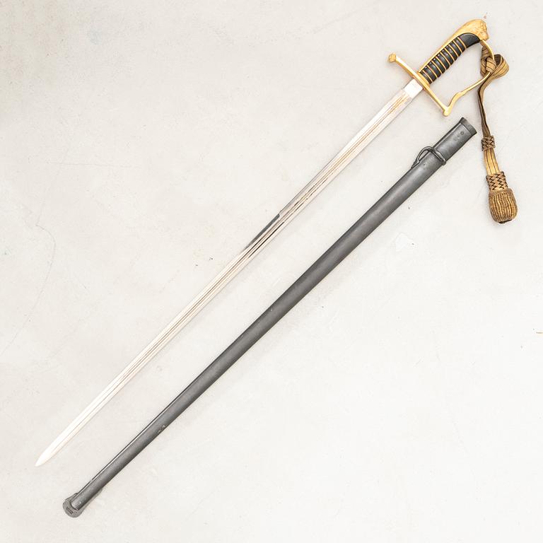Sabel, svensk, m/1899 för infanteriofficer, med balja.