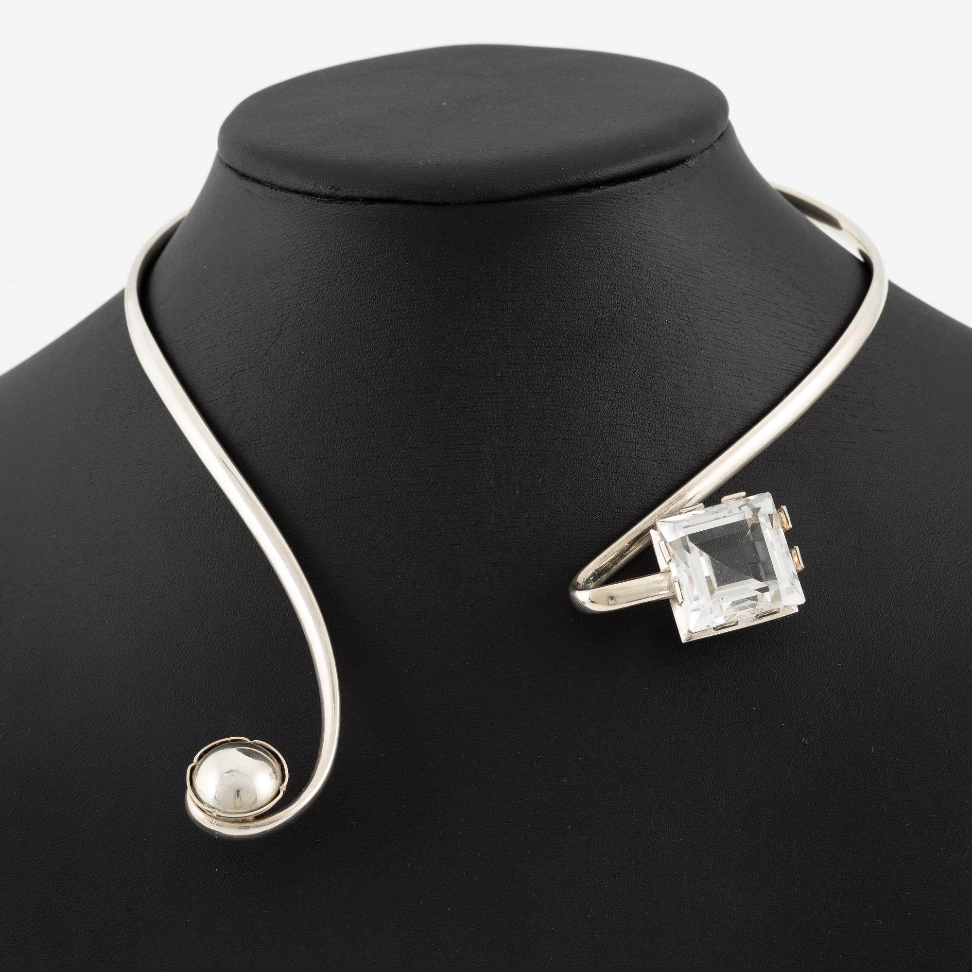 Stigbert, collar, neck ring, silver and rock crystal.
