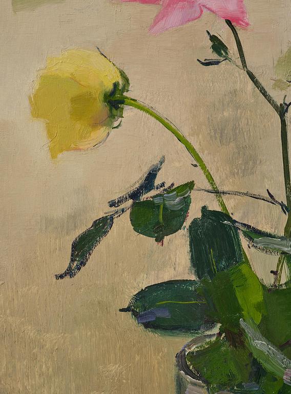 Olle Hjortzberg, Roses with figures in the background.