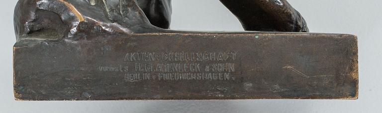 ROBERT BAERWALD, bronze. Signed, -96. Aktien Gesellschaft vermals H.Gladenbeck & Sohn Berlin Friedrichshagen.