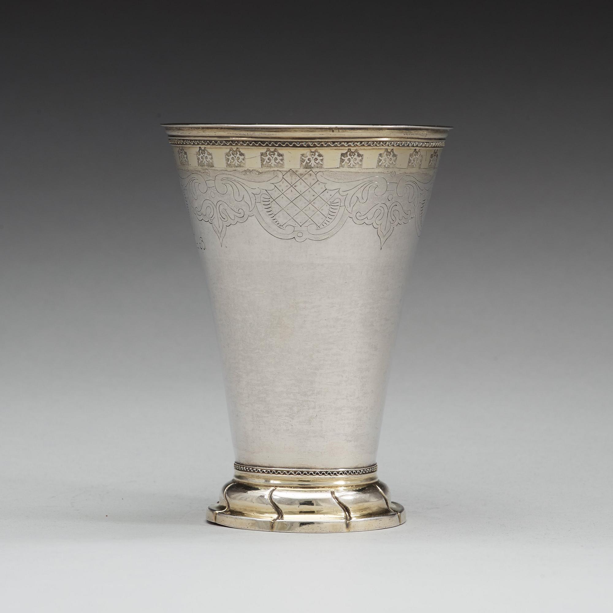 A Swedish 18th century parcel-gilt beaker, mark of Pelle Sellstedt, Sundsvall 1765.
