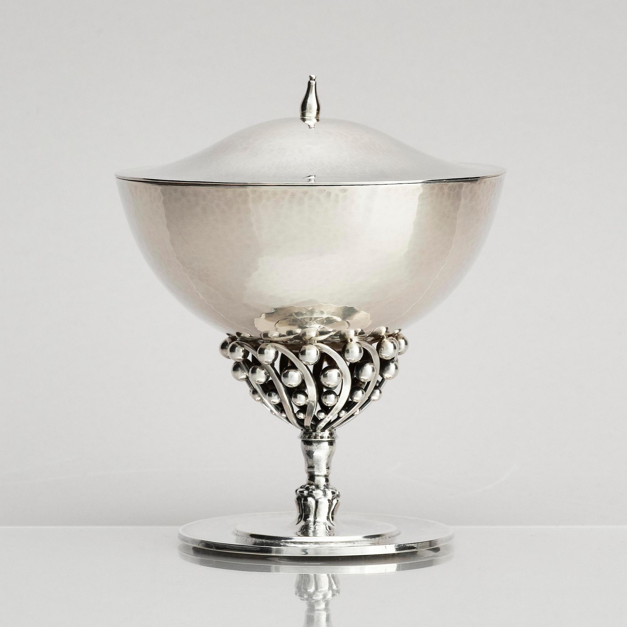 Georg Jensen, a sterling silver bowl with lid, design Johan Rohde, model no 43, Copenhagen after 1945.
