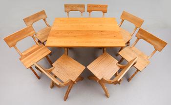 STOLAR 8 st OCH BOCKBORD, 1900-talets andra hälft.