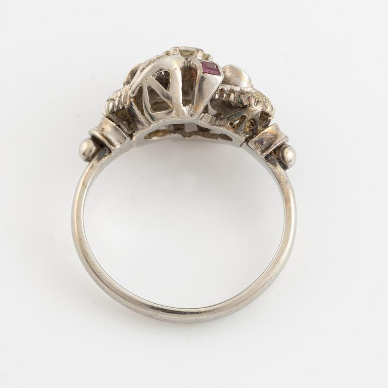Diamond and ruby ring.
