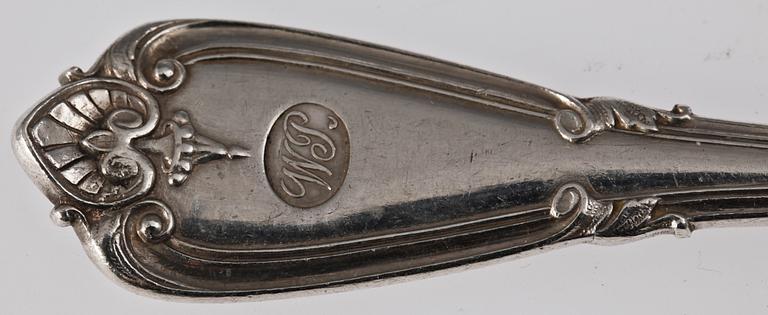 BESTICKSERVISDELAR, 10 st, silver, "Greque", Lars Larson & Co, Göteborg 1879.