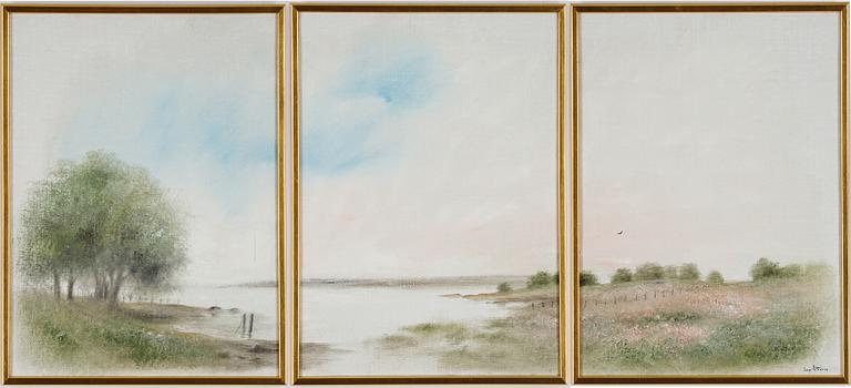 Inge Pettersson, triptych, oil on canvas, signed.