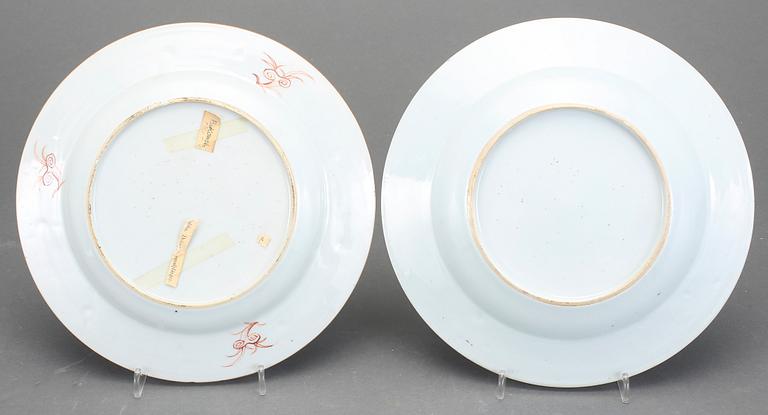 TALLRIKAR, 4 st, porslin, Qing dynastin, Qianlong (1736-95).