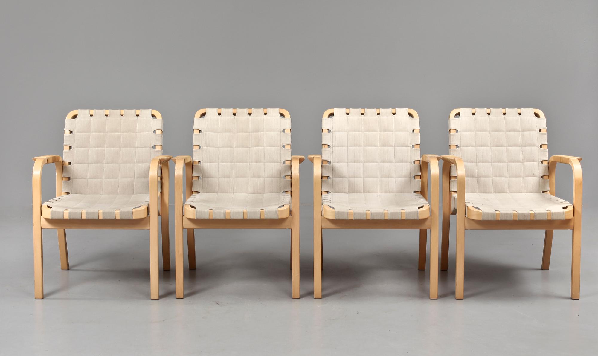 KARMSTOLAR, 4 st, "nr 45" Alvar Aalto, Artek.