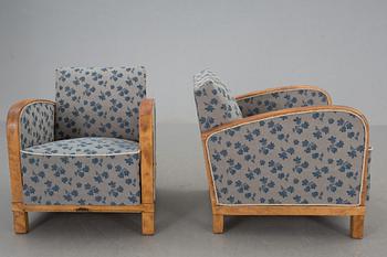 FÅTÖLJER, ett par, art deco, 1900-talets första hälft.