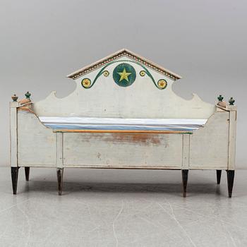 A first half of the 19th century folk art sofa, Hälsingland, Sweden.