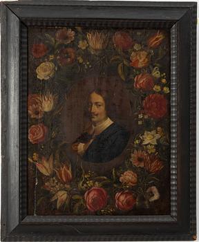 Jean Baptiste Morel, circle of, Portrait of a Man with a Floral Wreath.