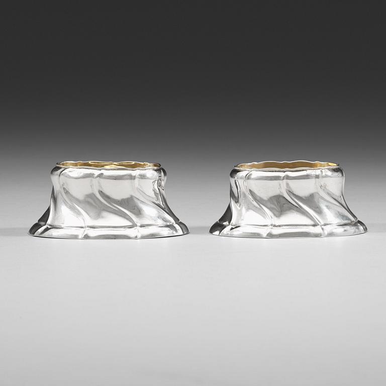 A pair of Swedish 18th century parcel-gilt salts, mark of Johan Ryberg, Uddevalla 1759.