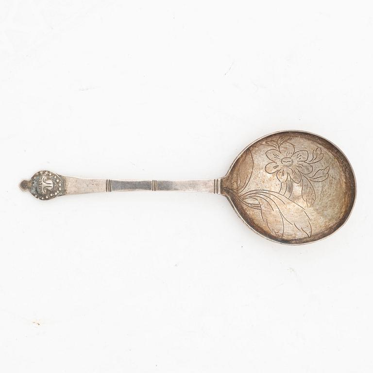 A Swedish silver spoon, marks of Lars Löfgren, Hudiksvall 1793.