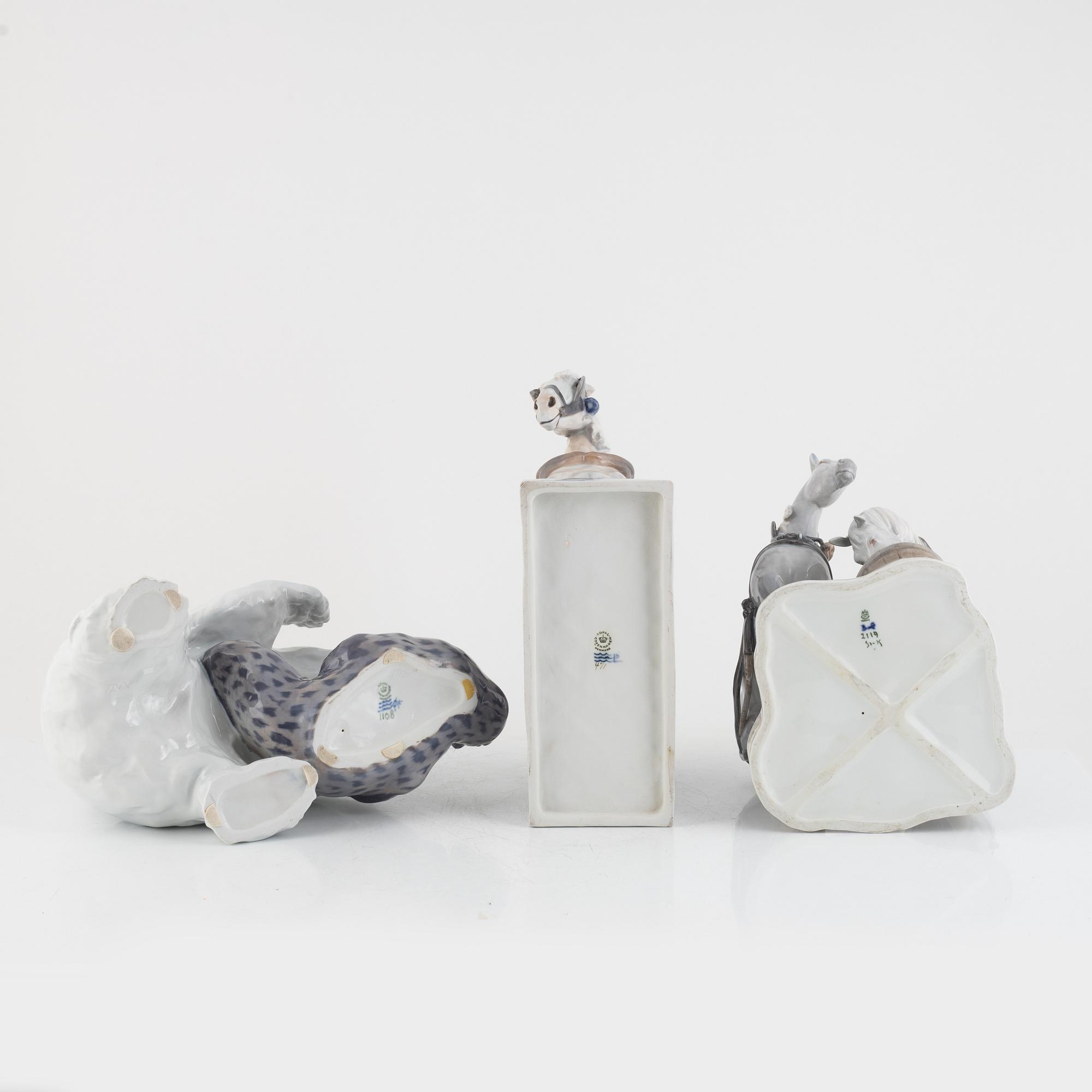 Three Danish porcelain figurines.