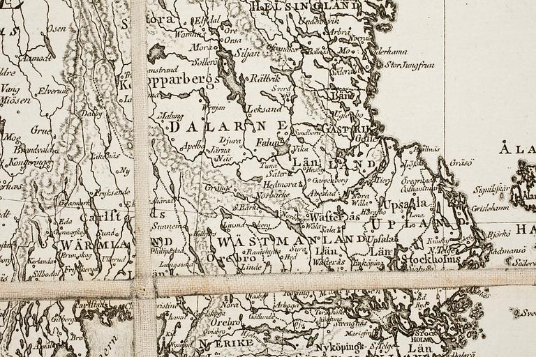 KARTA, "Charta öfver Swerige med tilgränsande länder", graverad av Fredrik Akrel, 1797.