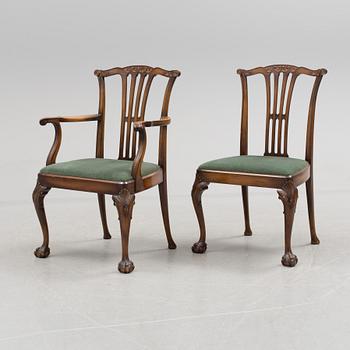 A late 20th century 10 piece Chippendale dining group.