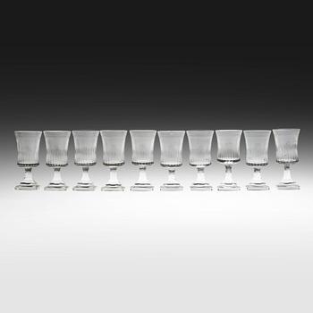 A SET OF TENN WINE GLASSES.