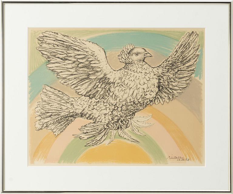 Pablo Picasso, efter, "Colombe volant (À l'arc-en-ciel)".