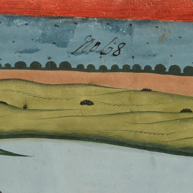 MINIATYRMÅLNING, färgpigment och guld på papper. Norra Indien, omkring 1770.