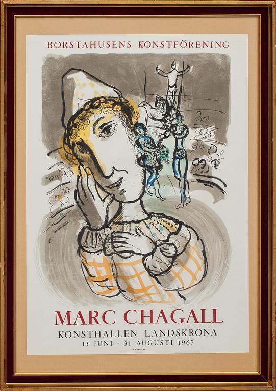 MARC CHAGALL, efter, affisch, Borstahusens Konsthall, Mourlot 1967.
