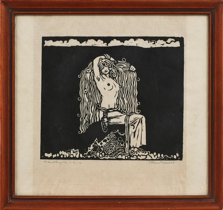 JOHN BAUER, träsnitt, sign o dat 1914.