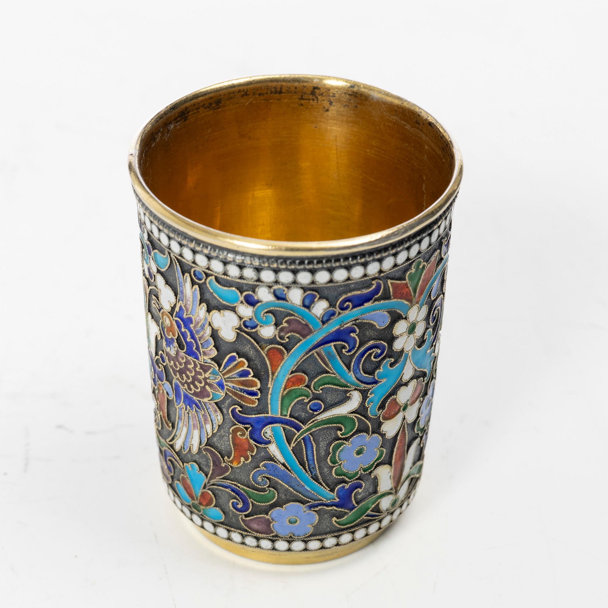 Bägare, silver och emalj, Moskva, Ryssland, tidigt 1900-tal.