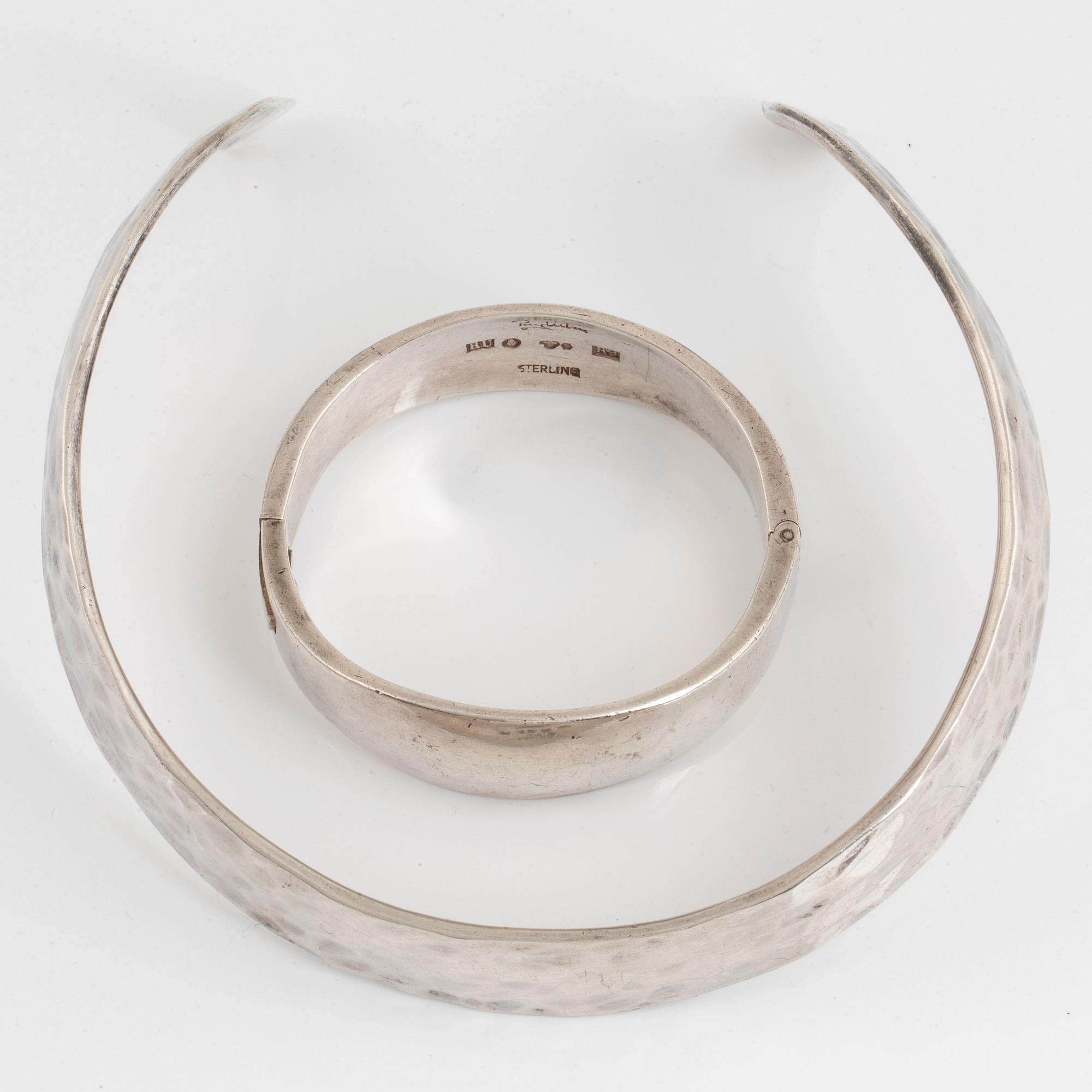 Rey Urban, REY URBAN, a sterling silver choker and bangle, Stockholm 1967-68.