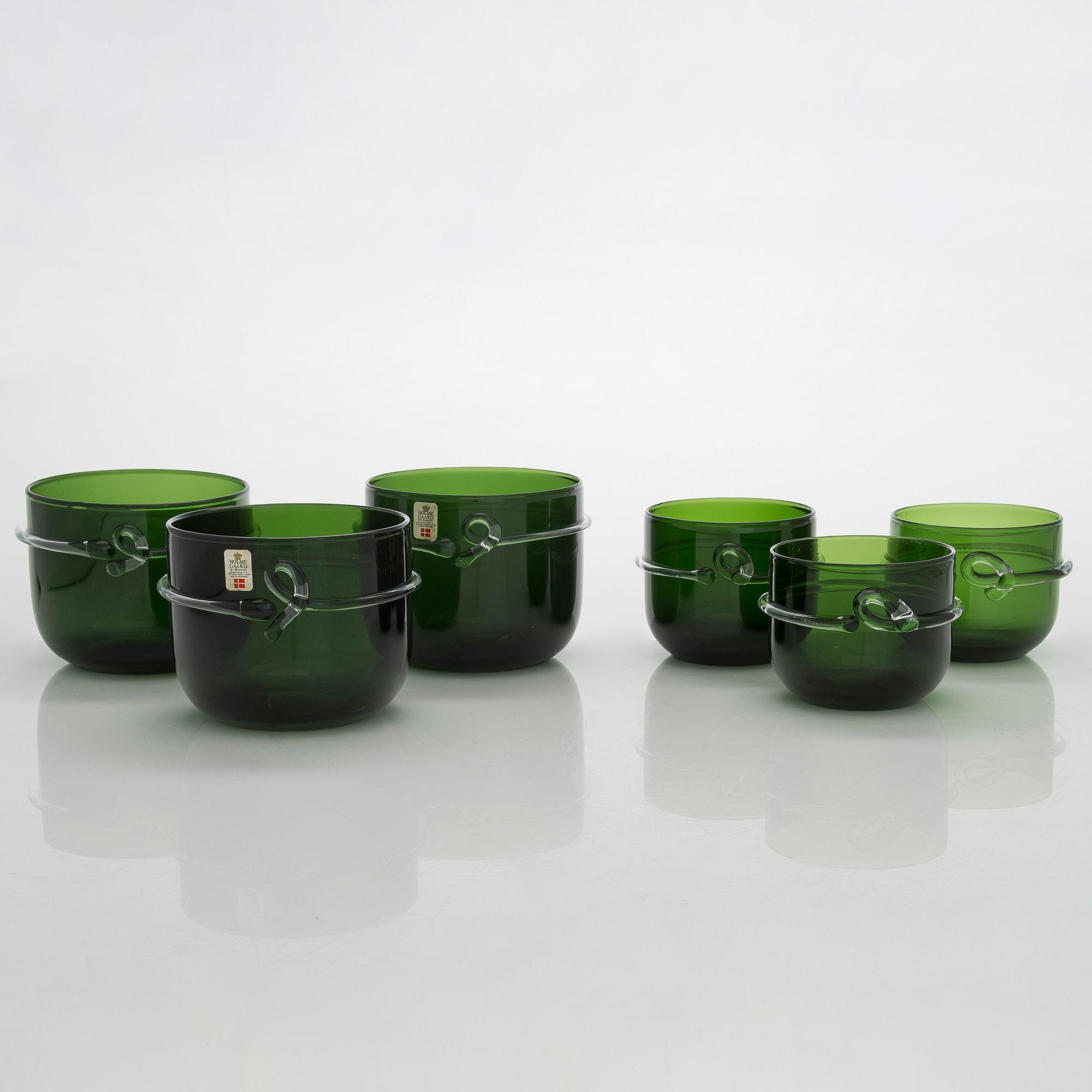 Michael Bang, six flower pots, Holmegaard, Denmark.