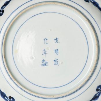 A group of eight blue and white Japanese plates, Meiji period (1868-1912).