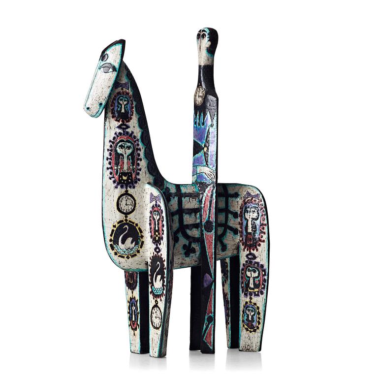 Birger Kaipiainen, a ceramic sculpture of a horserider, Rörstrand, Sweden 1950's.