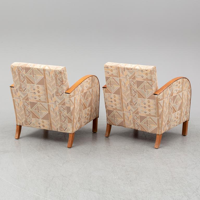 A pair of Art Deco armchairs, probably 1920-30s.