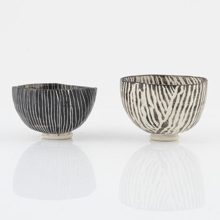 Priscilla Mourtizen, two bowls, own workshop, Denmark, circa 2000.