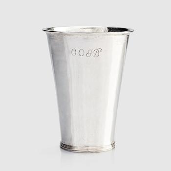 A Swedish Baroque silver beaker, unclear makers mark, possibly Michel Pohl the elder, Stockholm 1699.