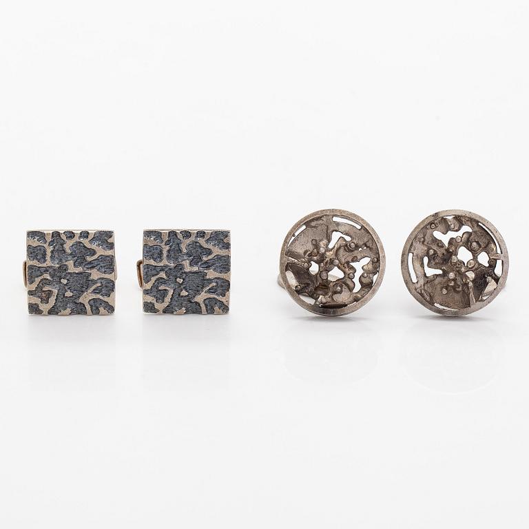 Manschettknappar, 4 par, silver, Finland och Sverige.