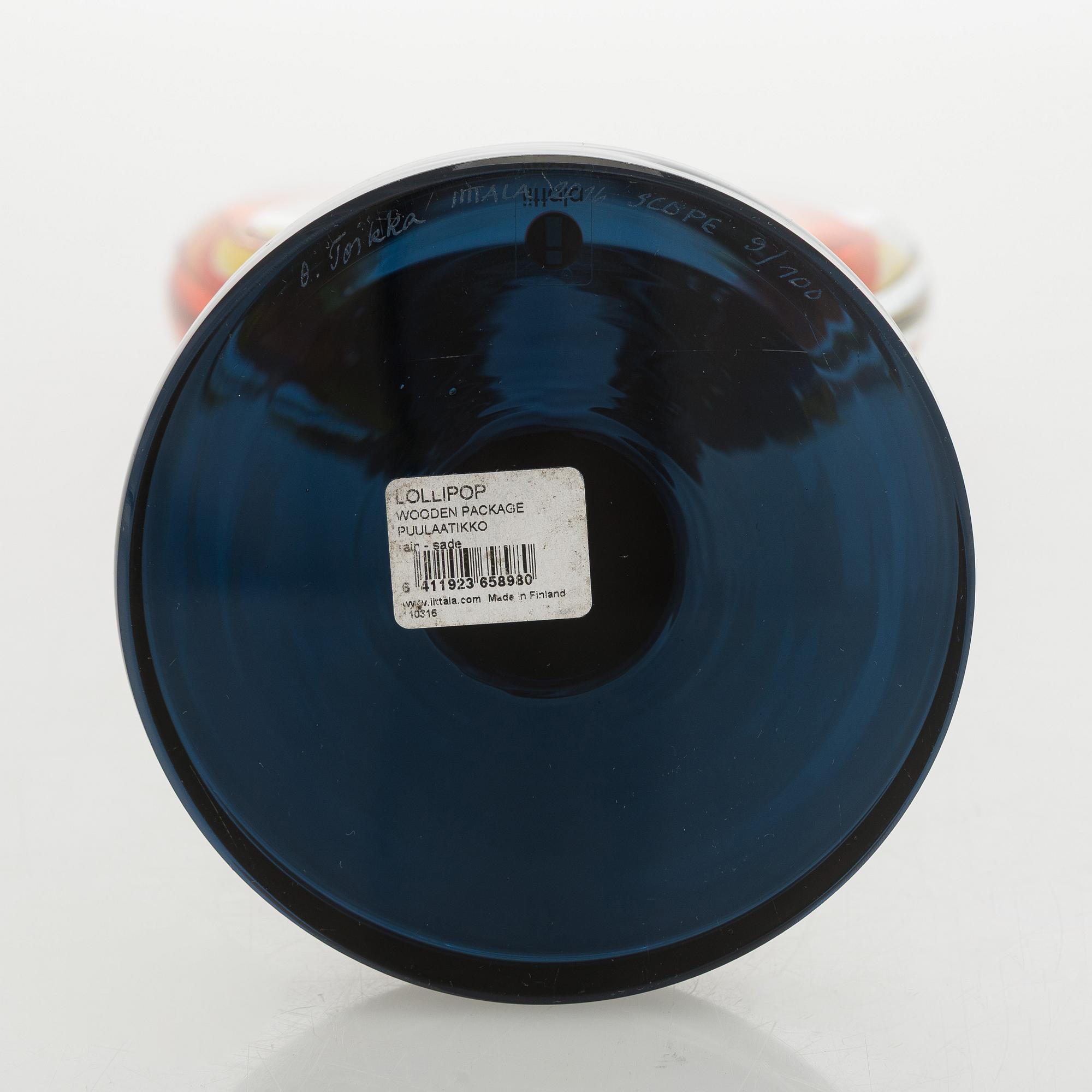 Oiva Toikka, skulptur, "Lollipop", signerad Oiva Toikka Iittala 2016 Scope 2016 9/100.