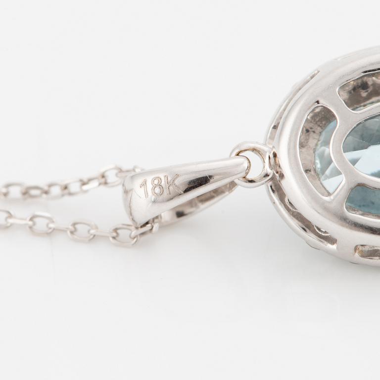 Necklace, 18K white gold with aquamarine and brilliant-cut diamonds.