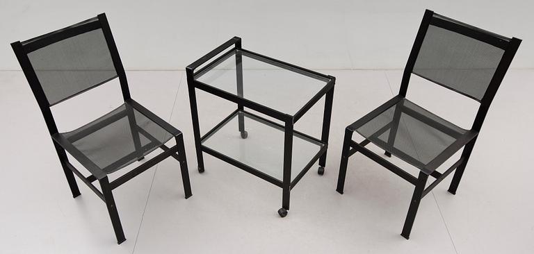 STOLAR samt SERVERINGSVAGN, 3 delar, Elsa Stackelberg, Fri Form, 1900-/2000-tal.